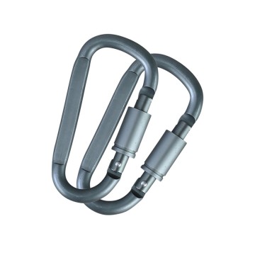 Gunmetal Grijs Locking Carabiners - 8mm Duo Pack
