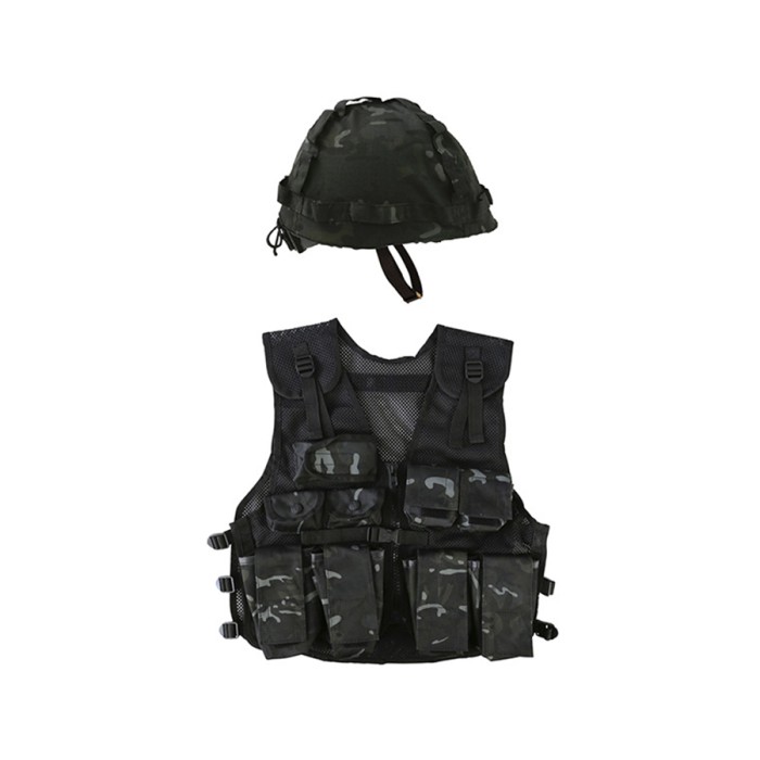 Kids Assault Vest & Helm Set Multicam Zwart